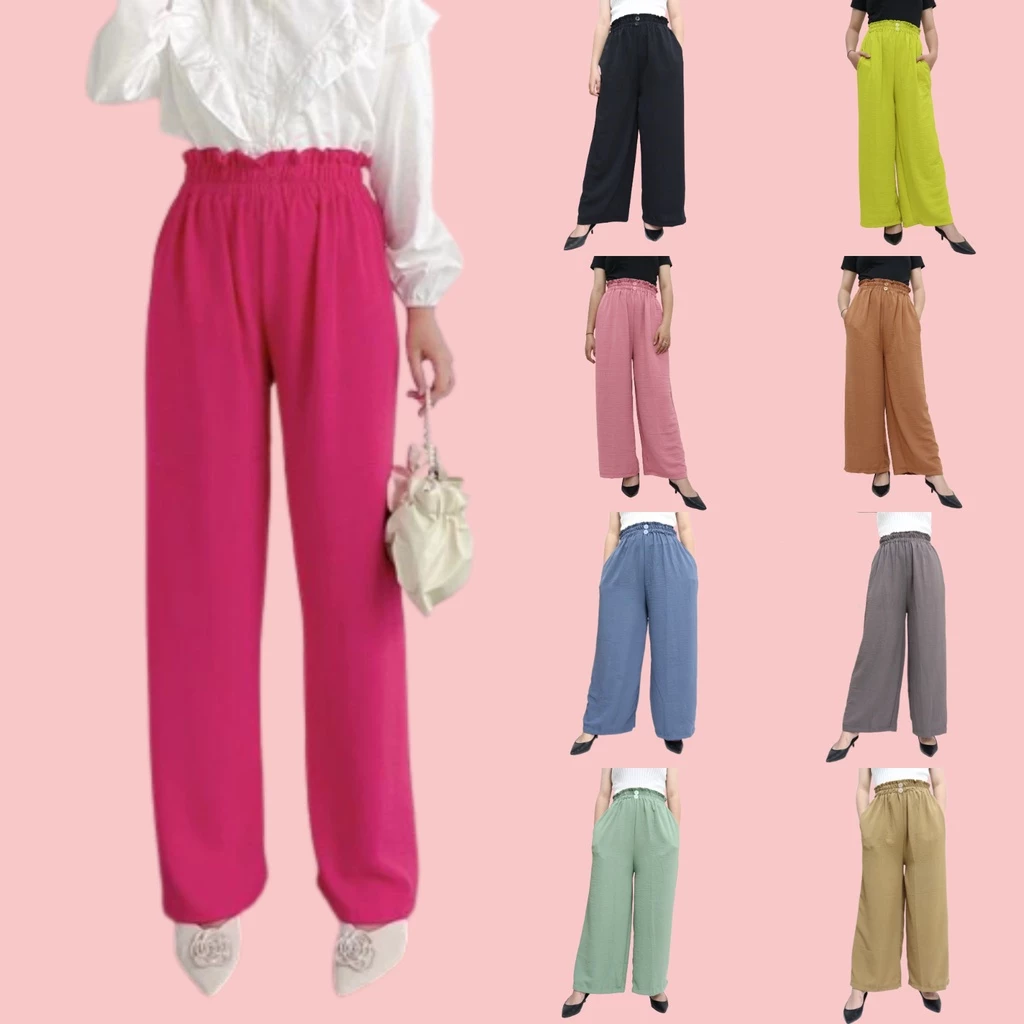 Cuci Gudang Celana Kulot Crinkle Highwaist Wanita