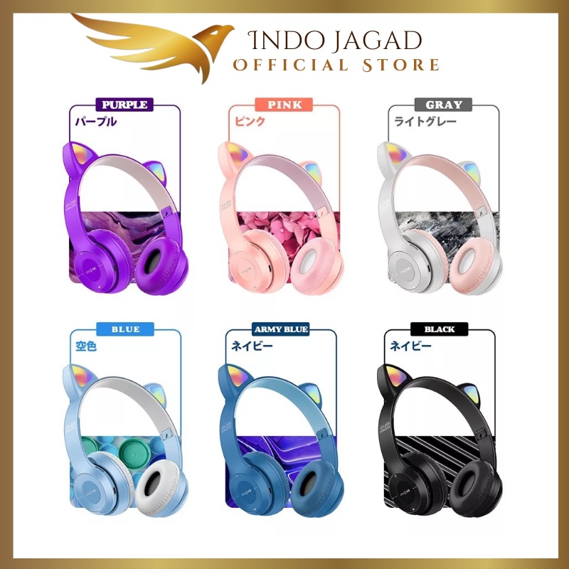 Jual [ID] Headset Bluetooth Gaming Karakter Kucing P47 Shopee Indonesia