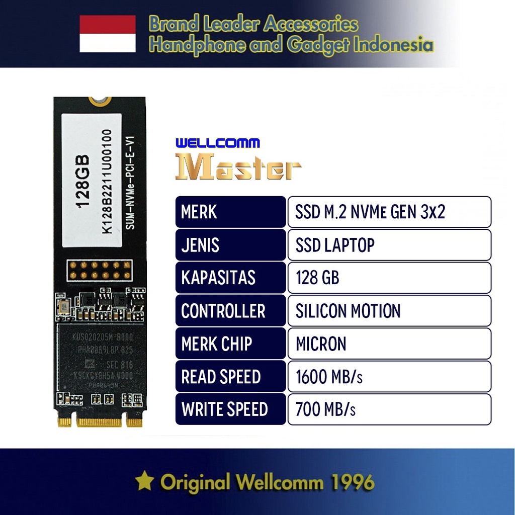 Jual Wellcomm SSD Master M.2 PCie NVME GEN 3x2 / SSD Murah / SSD 128GB ...