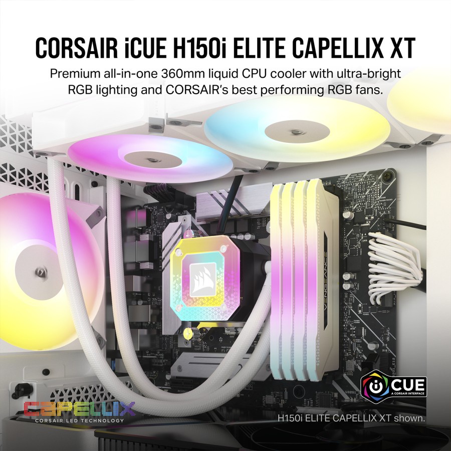 Jual CORSAIR ICUE H150i ELITE CAPELLIX XT WHITE 360MM LIQUID AIO WATER ...