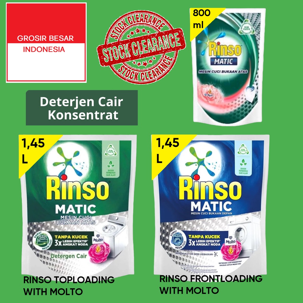 Jual Rinso Matic Front Load Top Load Deterjen Cair 1 45liter