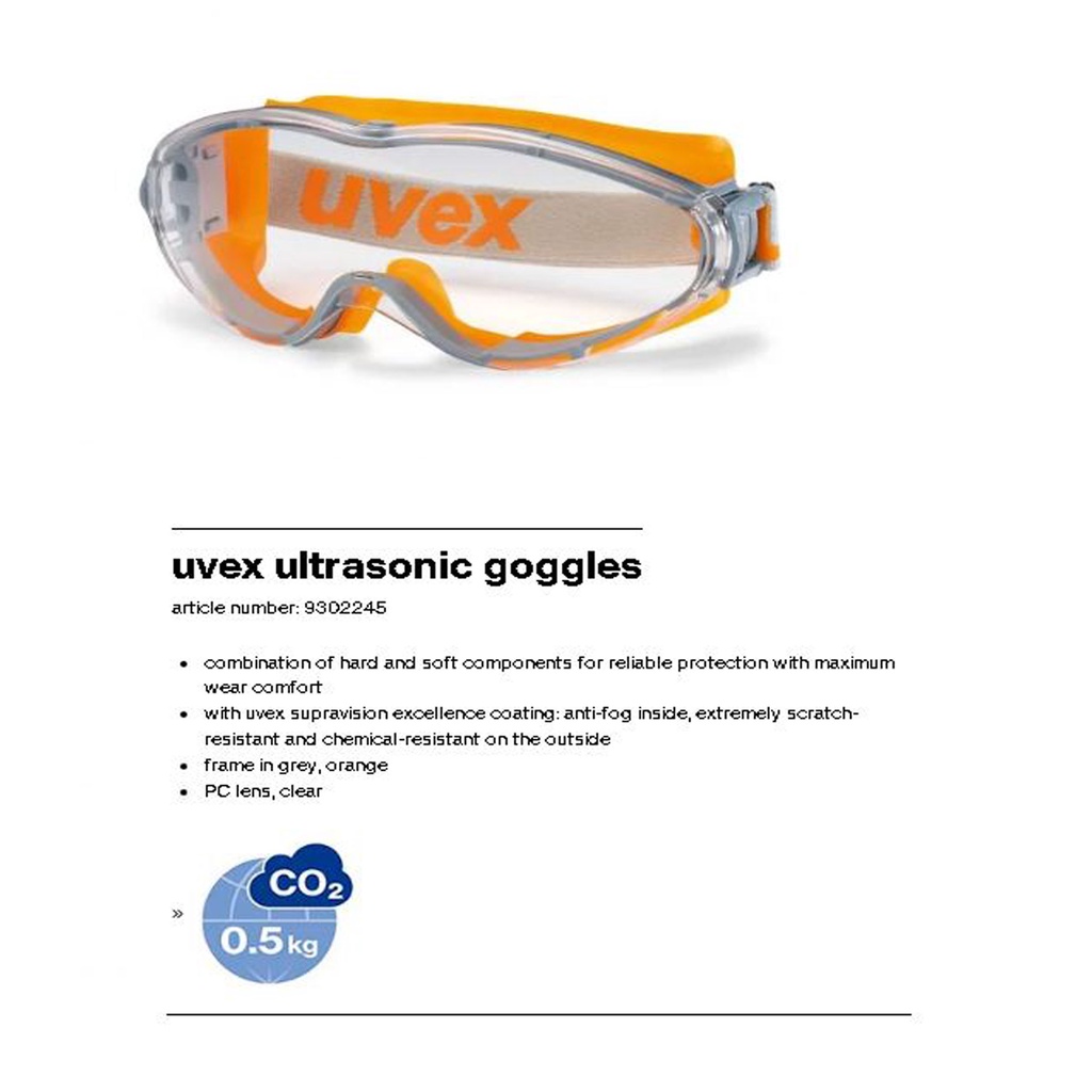 Jual UVEX Safety Goggles,Ultrasonic Orange/Grey,HC-AF Clear-9302245 ...