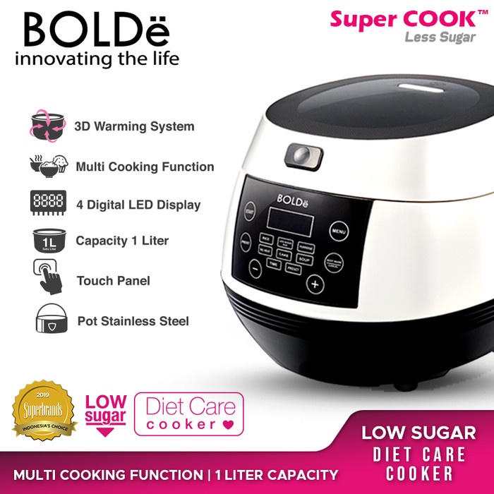 Jual BOLDe Super COOK Less Sugar Rice Cooker 1 Liter Low Carbo 400 Watt