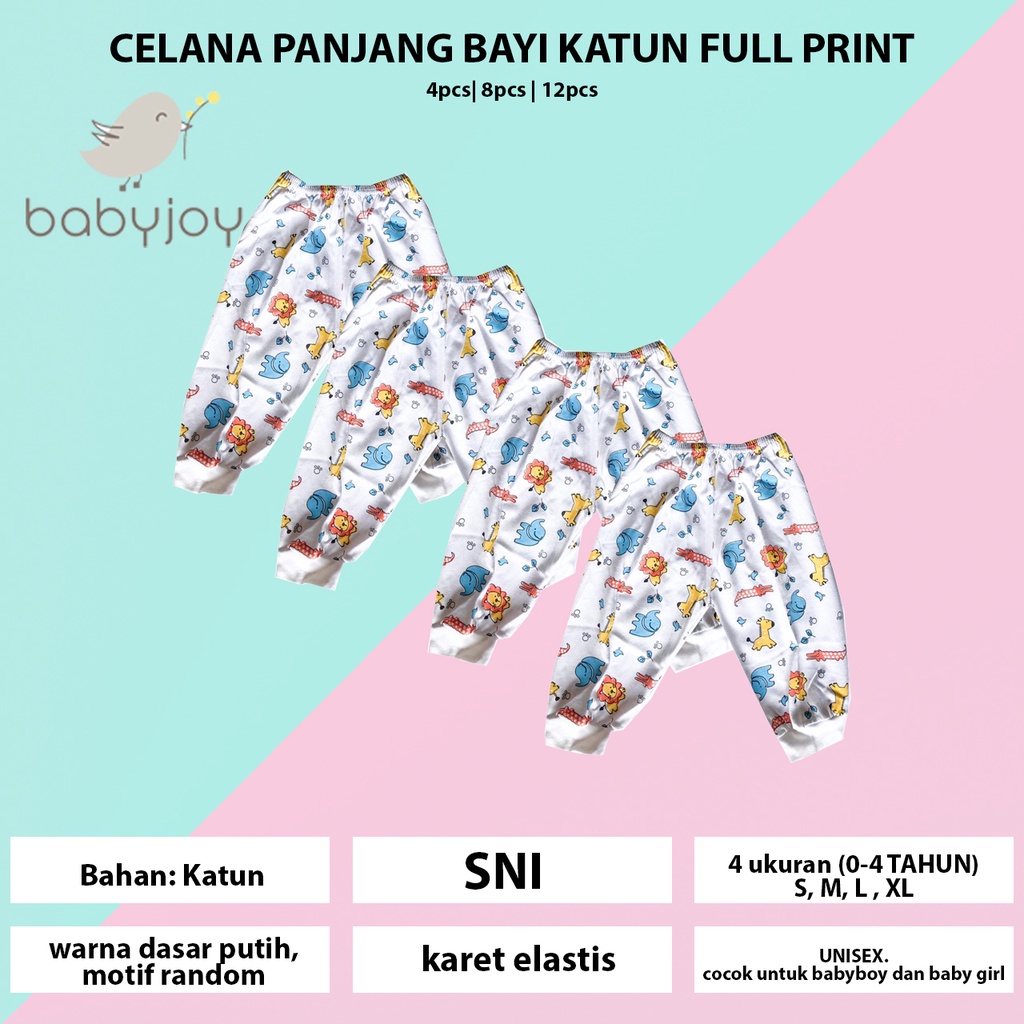 Jual SWADDLE BABYJOY Celana Panjang Bayi Katun Full Print Warna Dasar