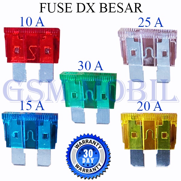 500 Pcs Fuse Sekring Tancap DX Besar Sekring Tusuk 10A 15A 20A 25A 30A