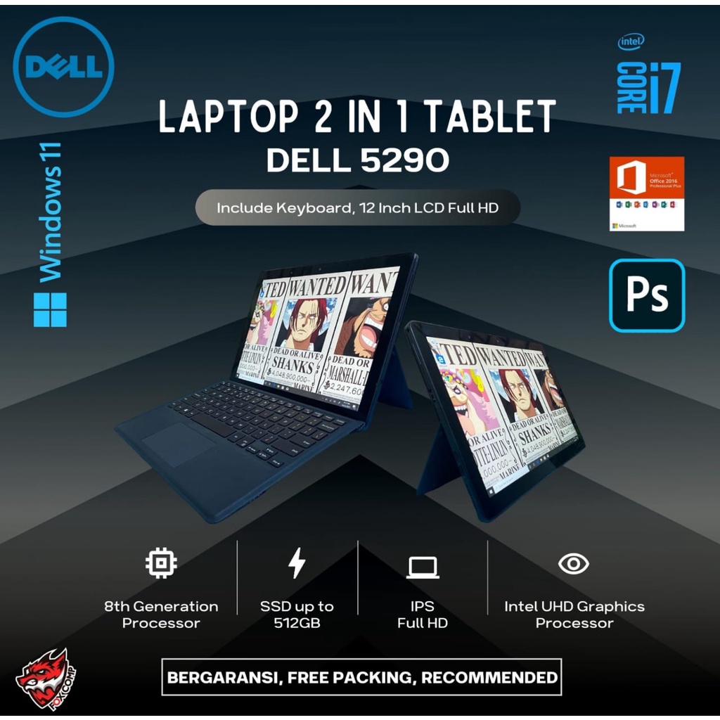 Jual Laptop 2 in 1 Dell Latitude 5285 5290 Core i7 Gen 8650U RAM 8GB