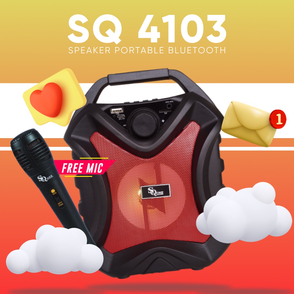 Jual SPEAKER BLUETOOTH KARAOKE FREE MIC - SQ 4103 | Shopee Indonesia