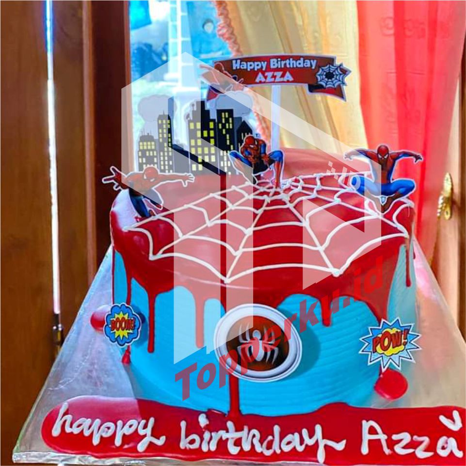 Jual Topper Happy Birthday/Cake Topper Tema Spiderman/Topper Kue Ulang