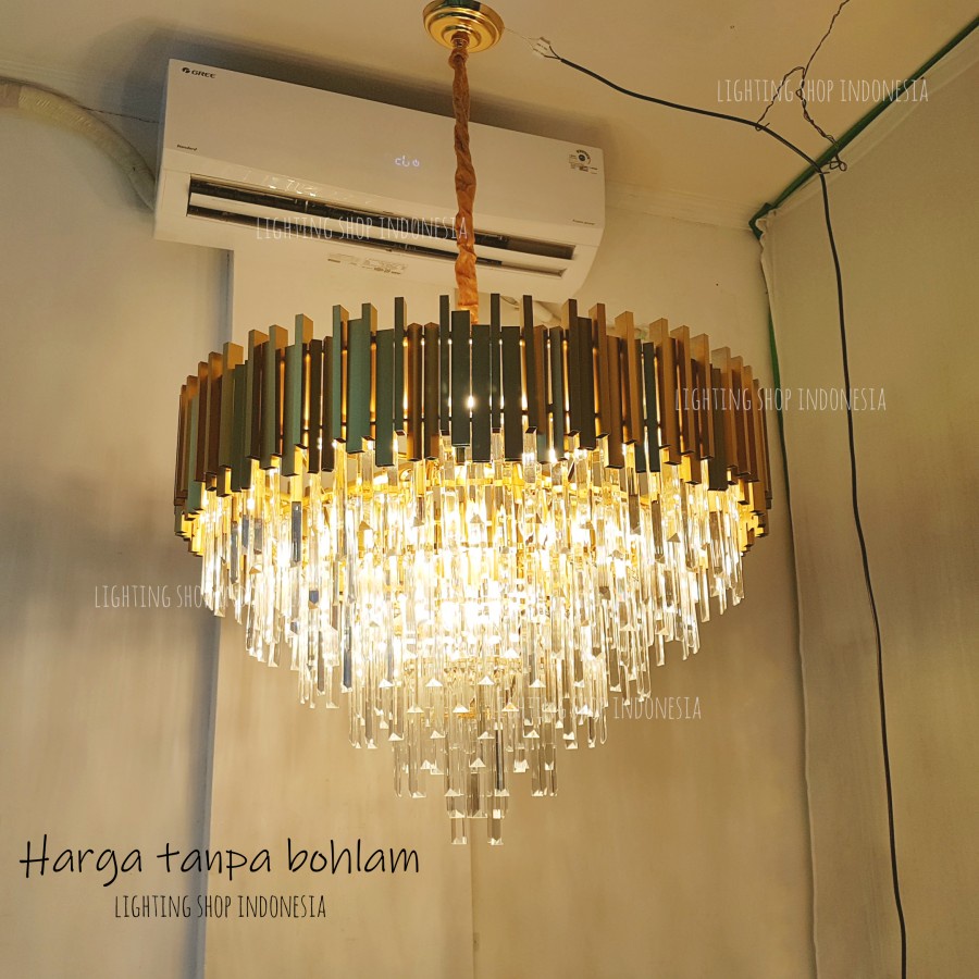 Jual Lampu Gantung Kristal Gold Bulat Mewah Modern 4 Susun Crystal 80cm ...