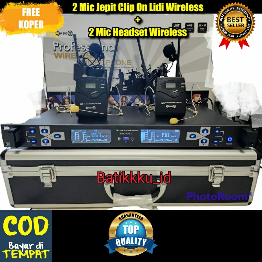 Jual Mic Wireless SENNHEISER EW200G2 EW 200 G2 2 MIC CLIP ON JEPIT + 2 ...