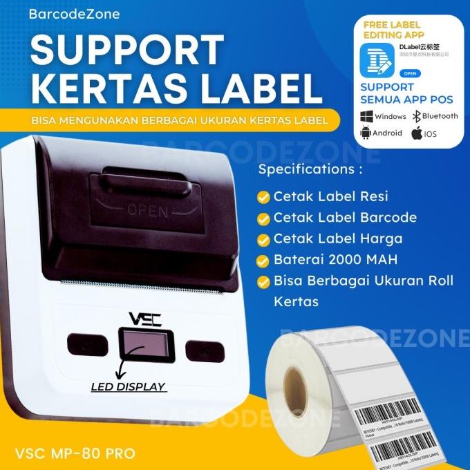 Jual PRINTER LABEL THERMAL VSC MP-80L PRO LABEL HARGA RESI ALAMAT ...
