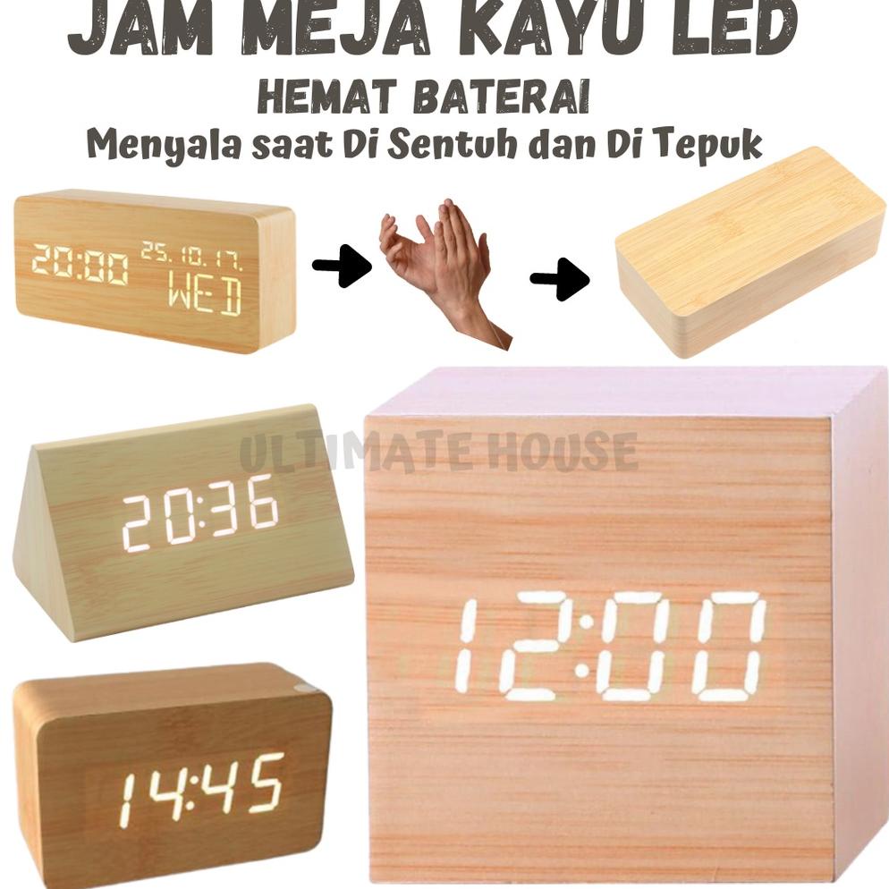 Jual LANGSUNG KIRIM Jam Meja Kayu LED Digital Wooden Small Table Clock ...