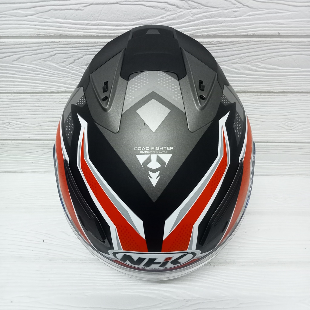 Jual NHK R1 Subject Black Red Silver Doff Double Visor Helm Half Face ...