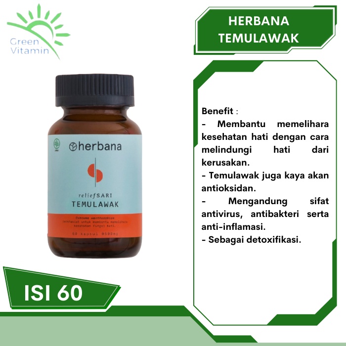 Jual HERBANA Relief Sari Temulawak 60 Kapsul Suplemen Fungsi Hati Liver Shopee Indonesia