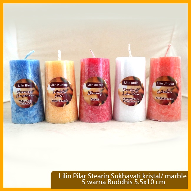 Jual Lilin Puja Sembahyang Waisak Pancawarna 5 Warna Stearin Kristal ...