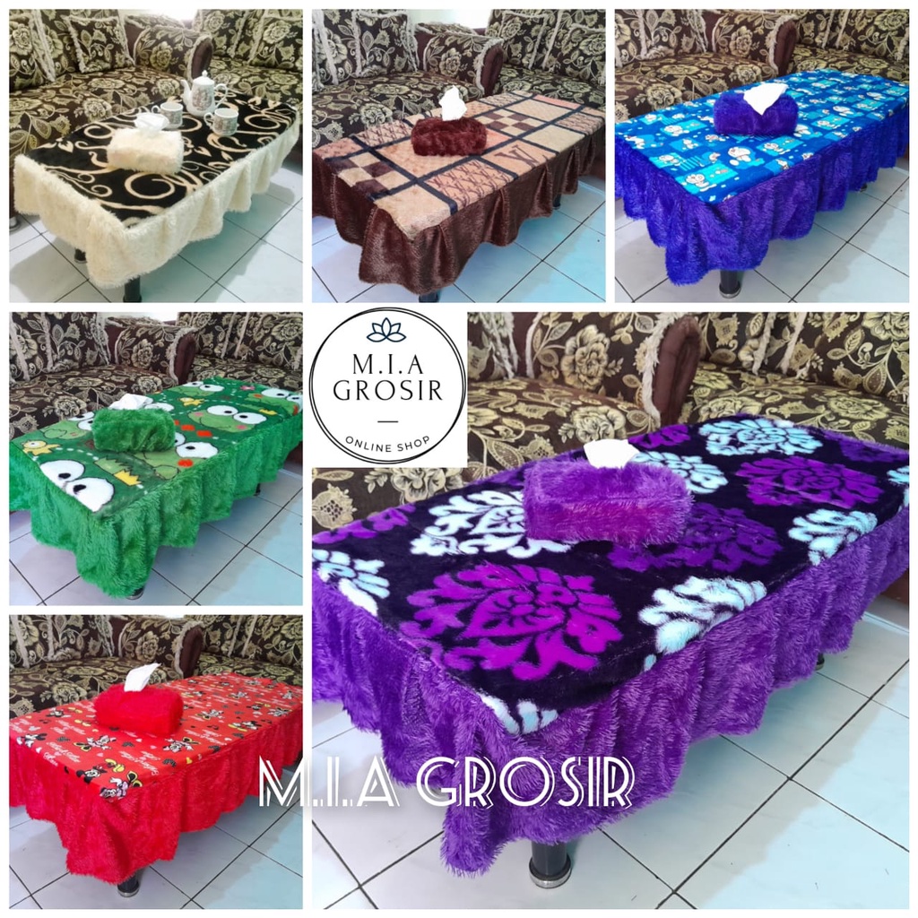 Jual Taplak Meja Ruang Tamu RUMBAI MOTIF + Sarung Tisu Bulu Ukuran ...