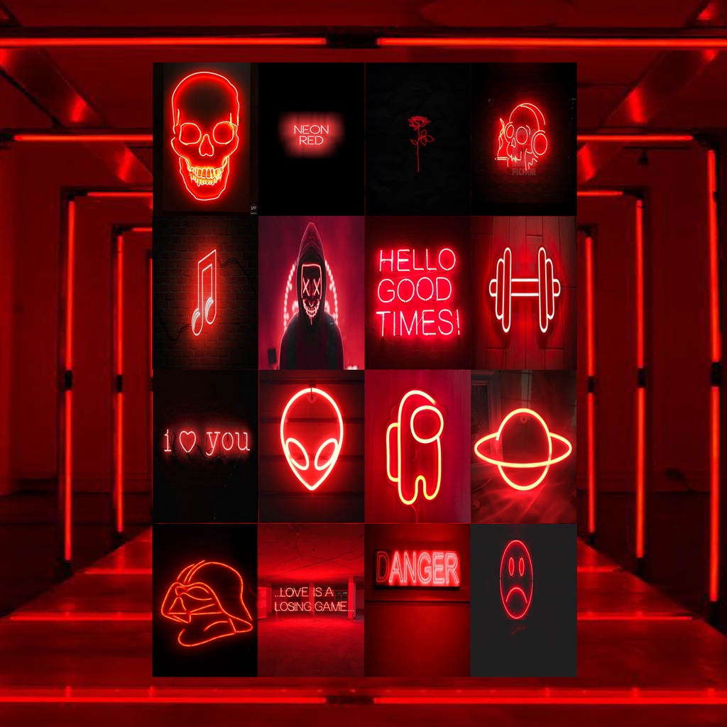 Jual POSTER RED NEON AESTHETIC POSTER MERAH NEON AESTHETIC POSTER DINDING KAMAR NEON