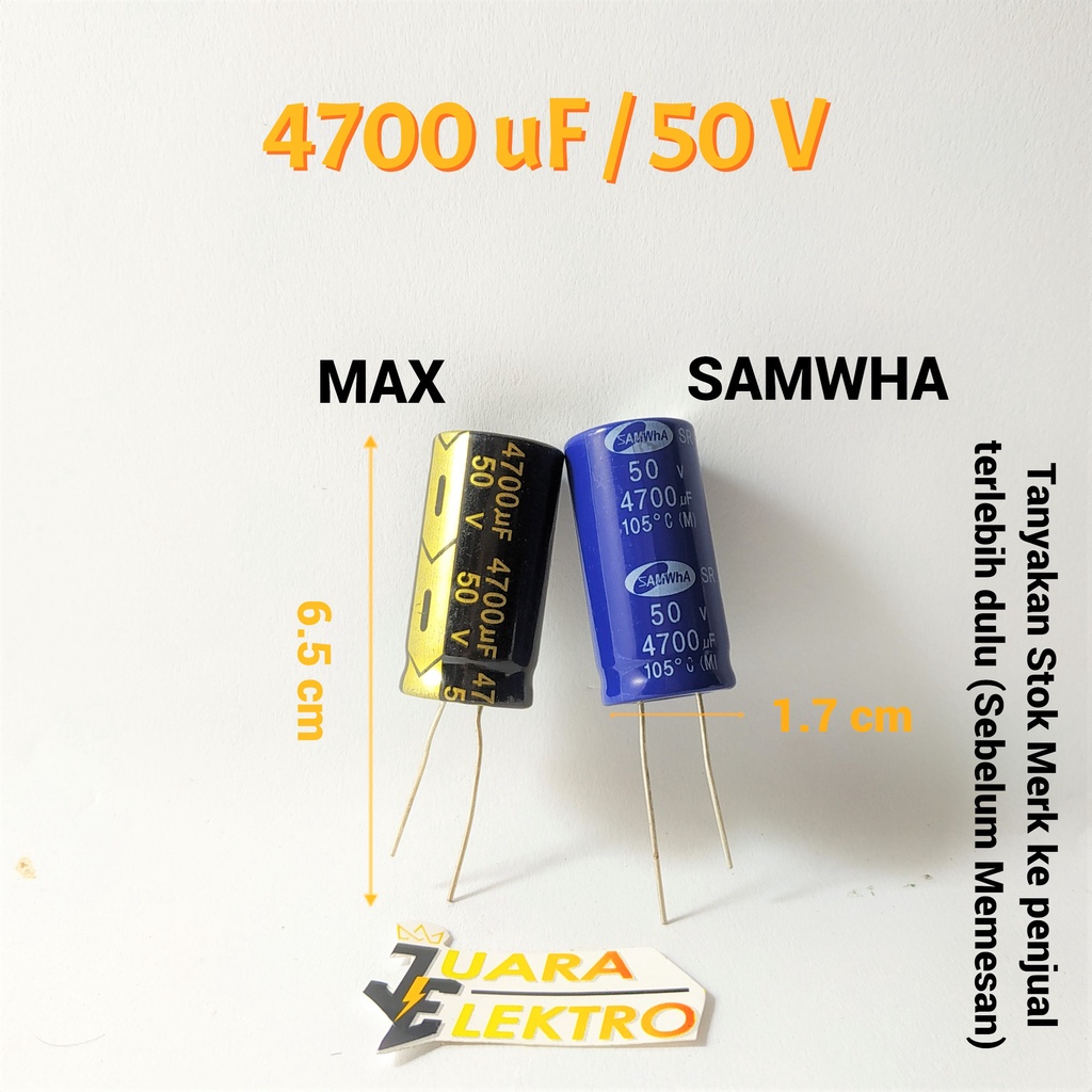 5 Condensatori Elettrolitici SAMWHA 0,1uF 50V, Radiale, TNE, Nuovi