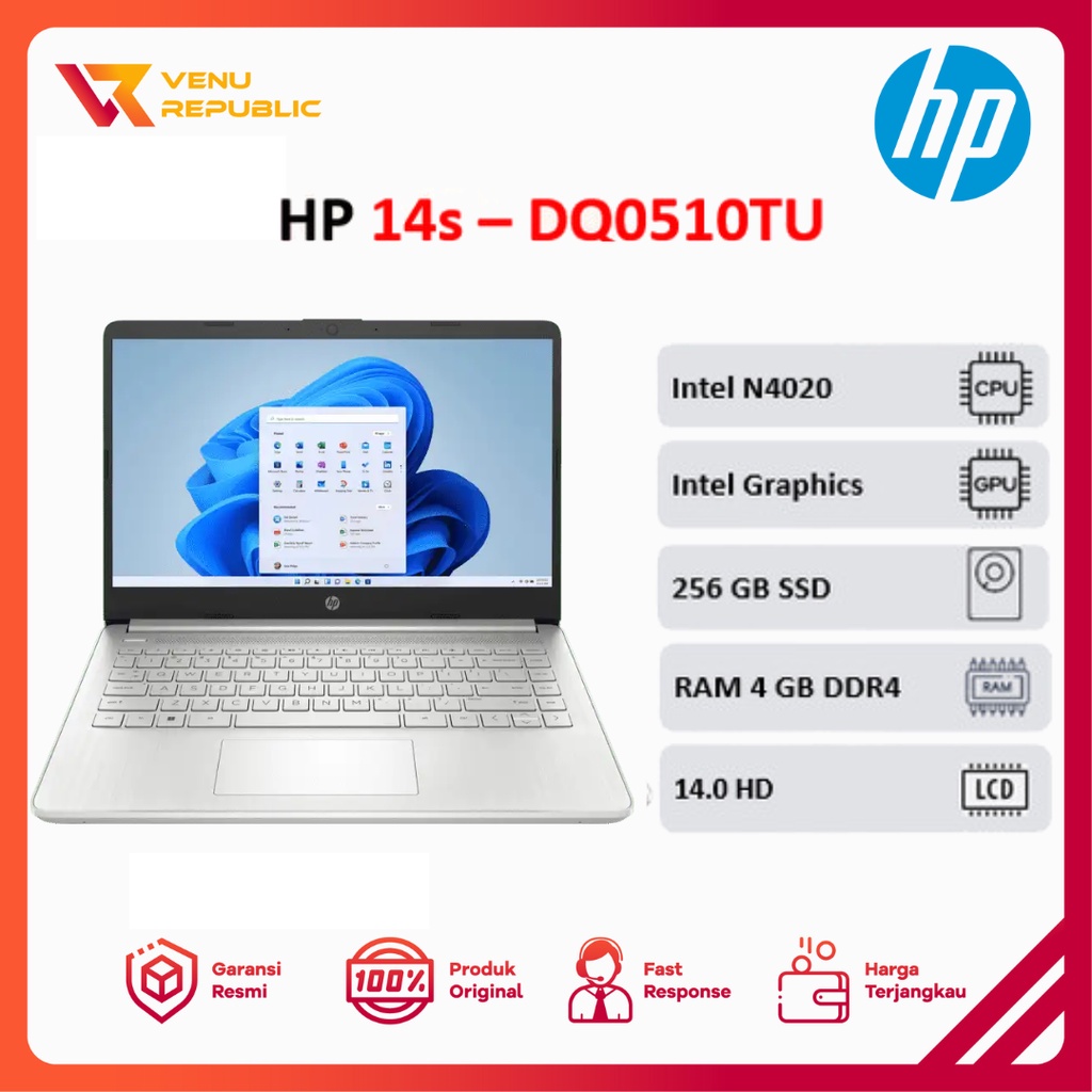 Jual Laptop Hp 14s Dq0510tu Intel Celeron N4120 4gb 256140hd W11 Silver Shopee Indonesia 9608