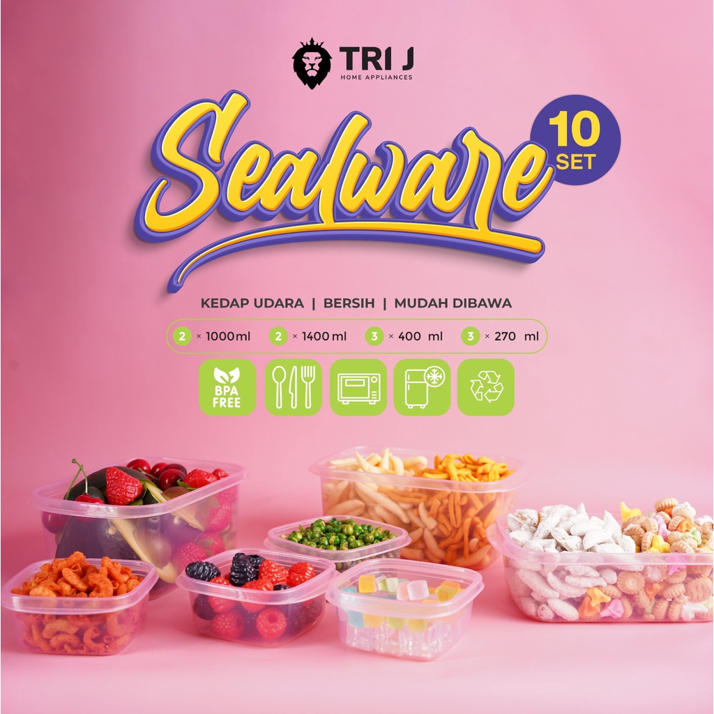 Jual TOPLES SEALWARE TRI J WARNA SET ISI 10 PCS TOPLES PLASTIK