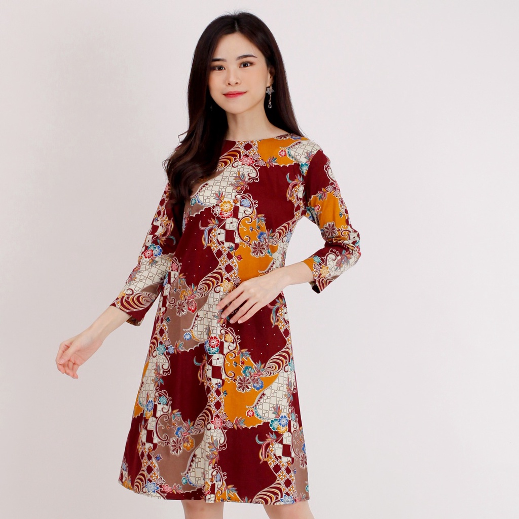 Jual Baju Batik Wanita - Dress Batik Wanita 494 New Mrs1 | Shopee Indonesia