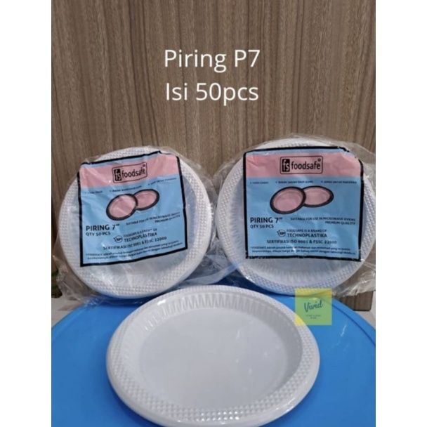 Jual Piring Plastik Sedang 7 Inch Putih Susu Isi 50 Pcs