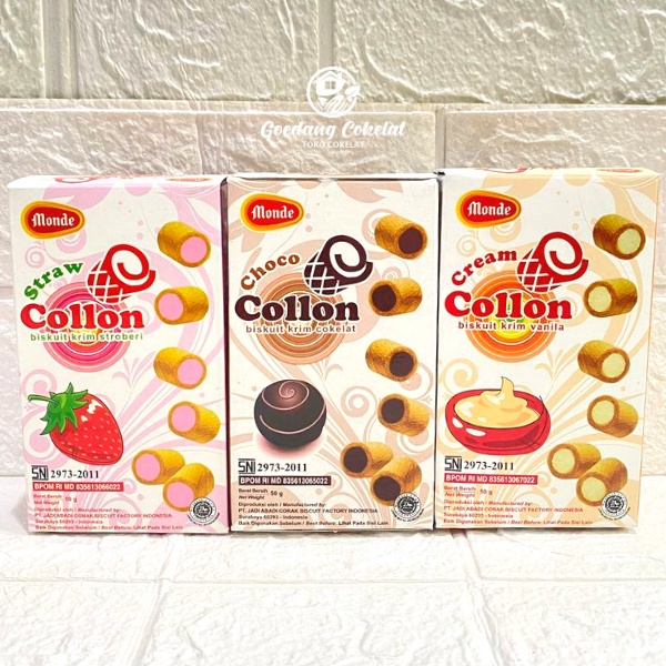 Jual Monde Collon Biskuit Isi Krim Coklat Cokelat Strawberry Vanilla ...