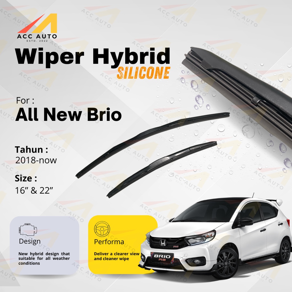 Jual Wiper Frameless Mobil Honda All New Brio Karet Kaca Silicon Hybrid Kipas Kaca Model Oem