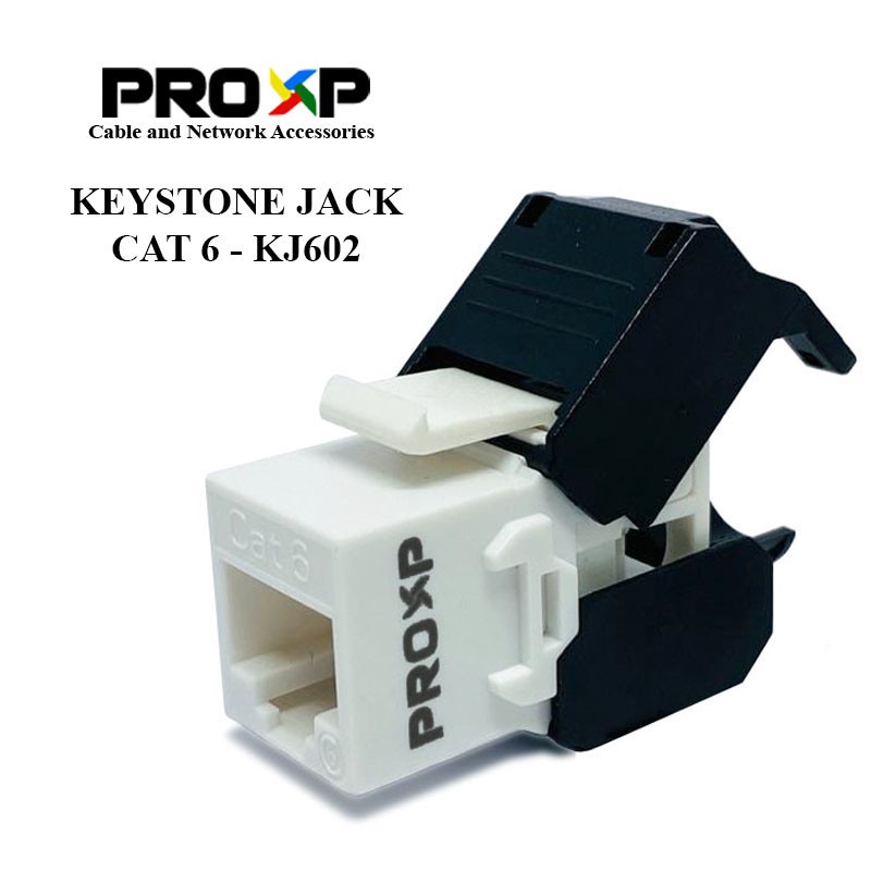 Jual PROXP KJZ602 Keystone Modular Jack RJ45 - CAT 6 with Black Shield ...