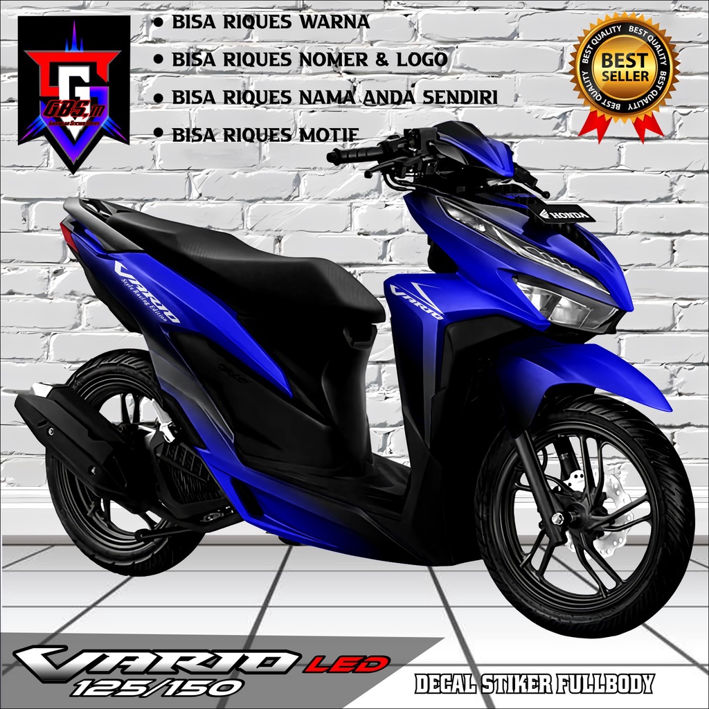 Jual decal stiker vario led stiker polossan gradasi hitam stiker ...