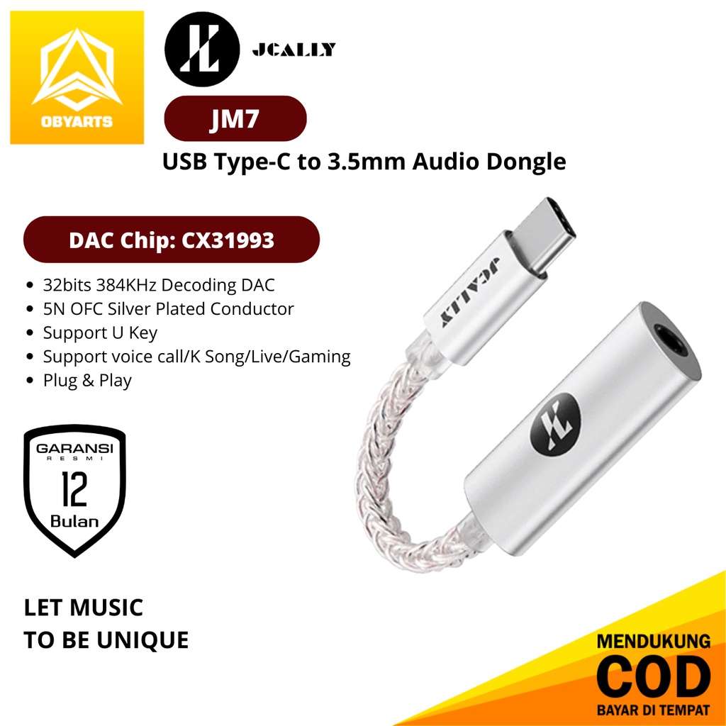 Jual Jcally Jm Hi Res Dac Adapter Audio Cx Usb Type C To Jack