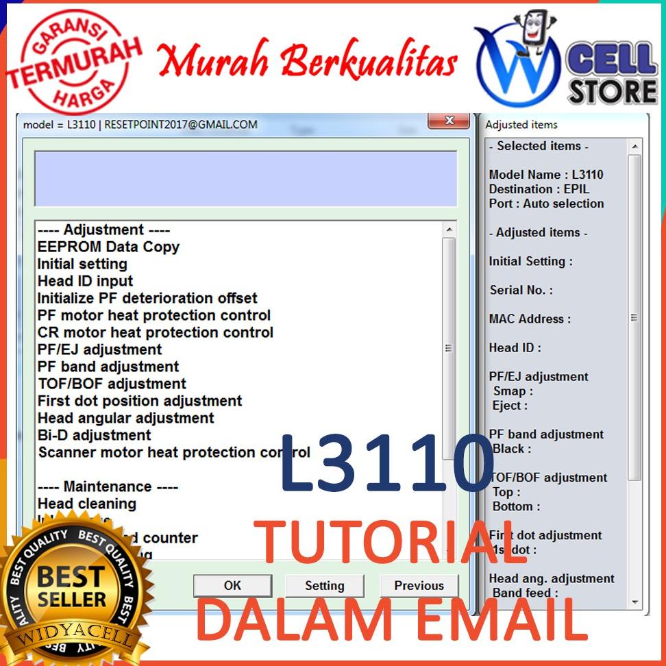 Jual Software Resetter Reset Reseter Printer Epson L3100 L3101 L3110 L3150 Unlimited All Pc 4539