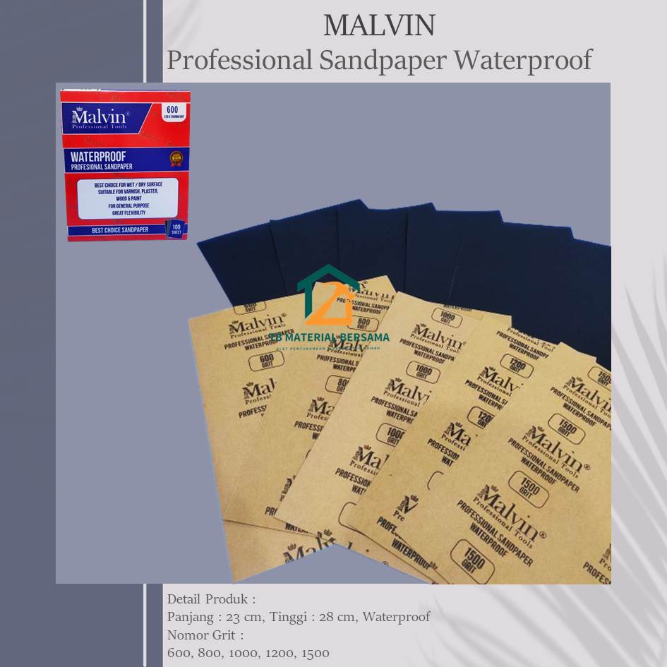 Jual Malvin Amplas Duco Kasar Halus Professional Sandpaper Waterproof Abrasive Paper