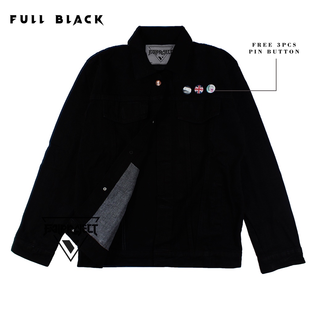 Jual Jaket jeans pria branded SIZE M/L/XL/XXL FULL BLACK Shopee