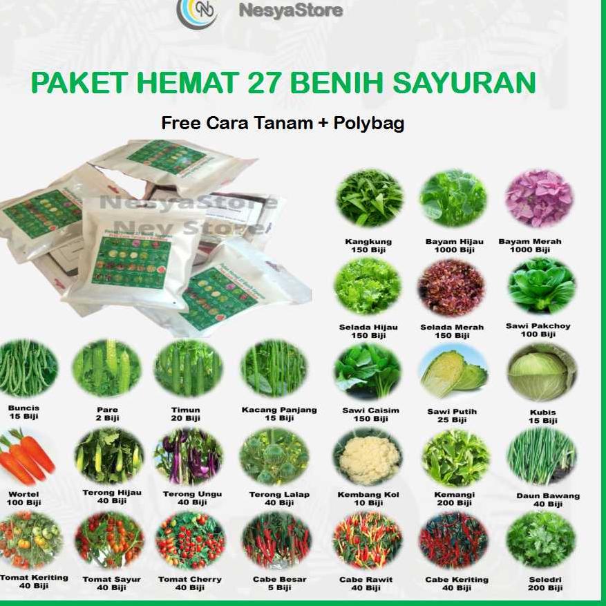 Jual Hadir Khusus Paket Benih 27 Jenis Sayur Paket Lengkap Benih ...