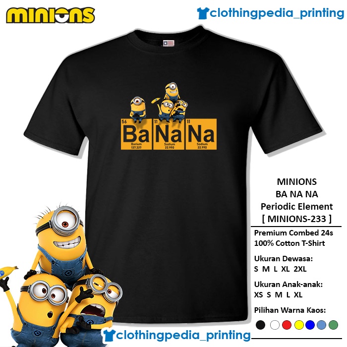 Jual Kaos Minions Banana Periodic Chemical Element Despicable Me T ...
