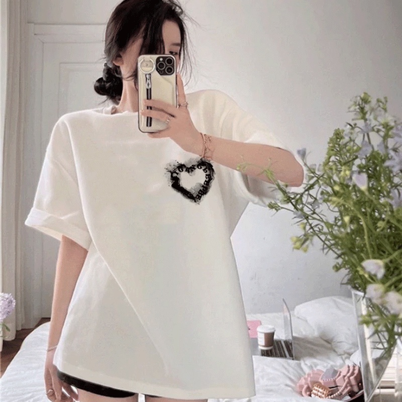 Jual Print T-shirt Kaos Lengan Pendek Retro Love Ink Baju Wanita ...