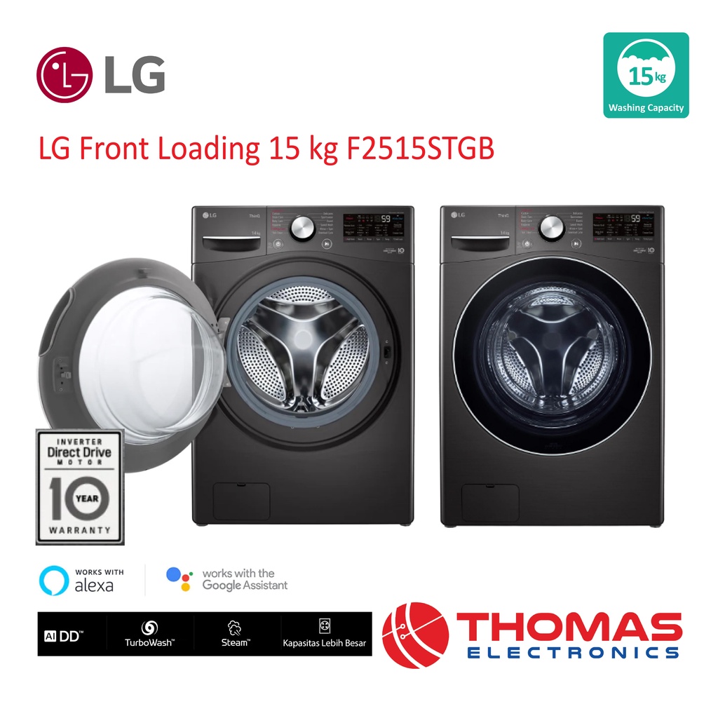 Jual LG Mesin Cuci Front Loading Inverter 15 KG F2515STGB F 2515 STGB ...