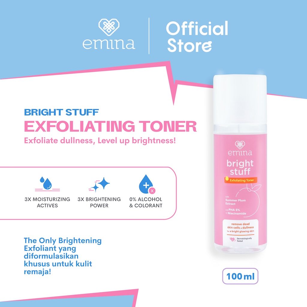 Jual NEW! Emina Bright Stuff Exfoliating Toner 100 ml Shopee Indonesia