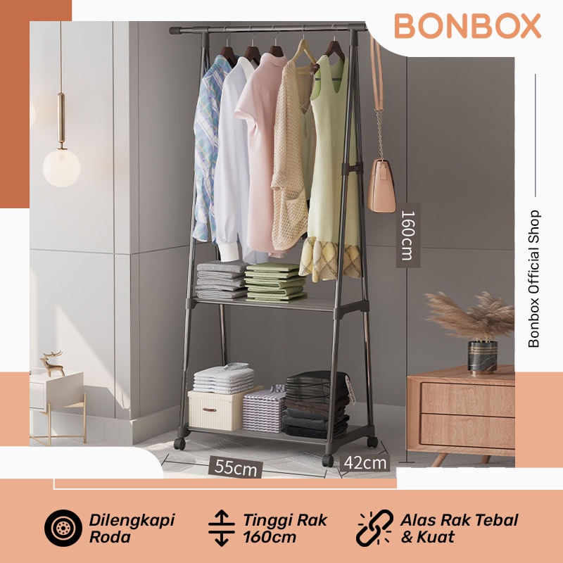 Jual BONBOX Triangle Stand Hanger Rak Segitiga Gantungan Baju Buku