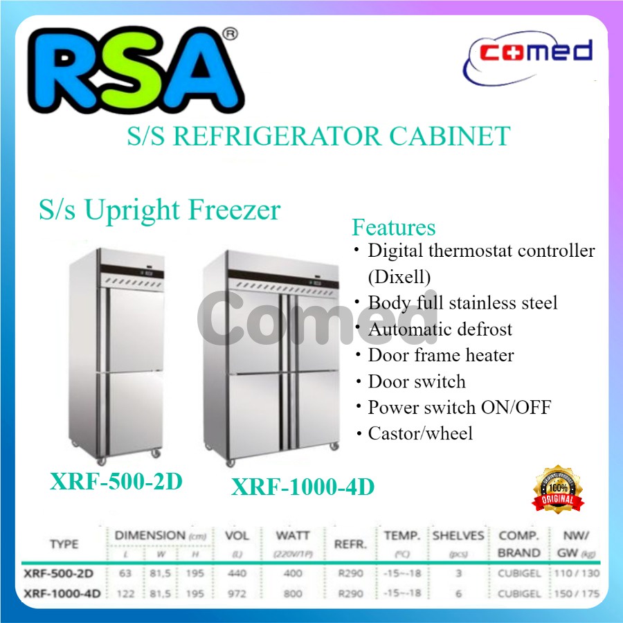 Jual RSA XRF-500-2D SS Upright Freezer Kulkas Dapur Komersial Stainless ...