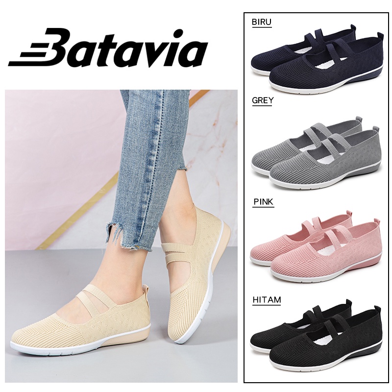 Jual Batavia Baru Sepatu Datar Wanita Dewasa Muda Rajutan Slip On