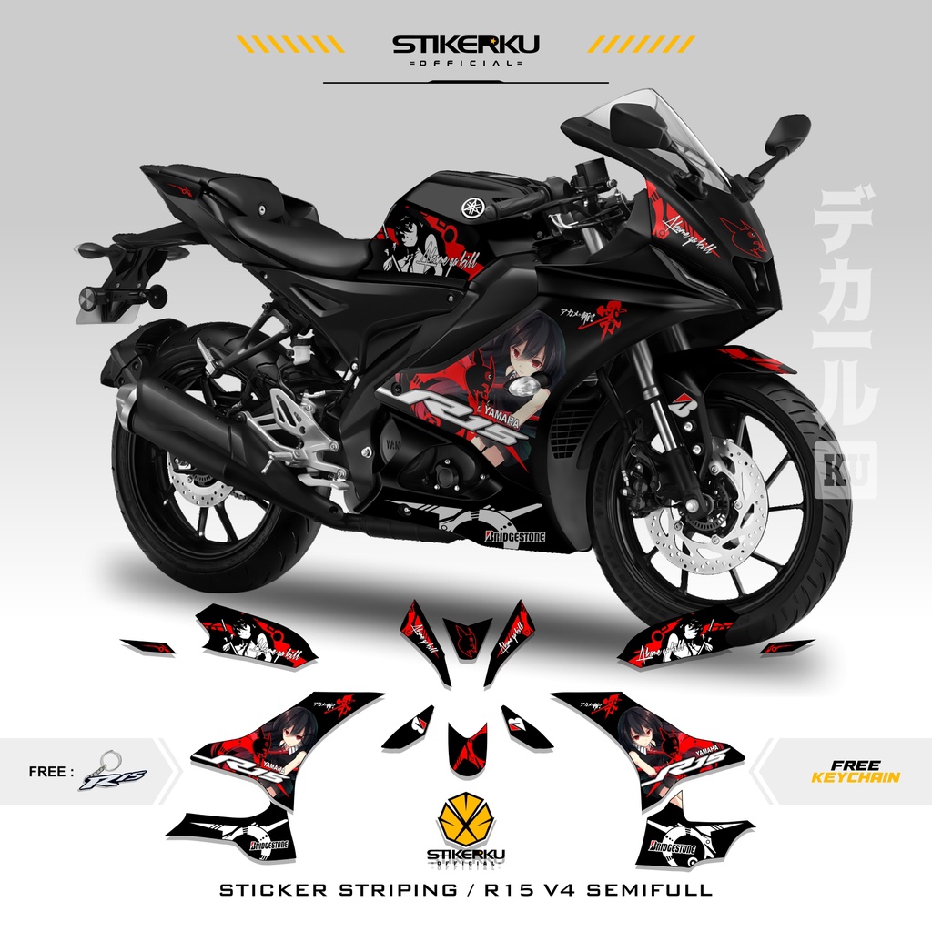 Jual STICKER STRIPING / YAMAHA R15V4 EDISI AKAME GA KILL / SEMIFULL ...