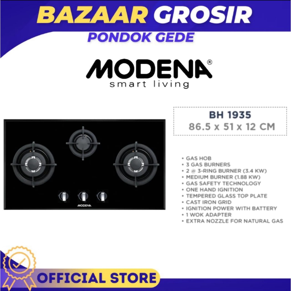 Jual KOMPOR TANAM MODENA BH 1935 / BH1935 / BH-1935 CRISTAS BUILT IN