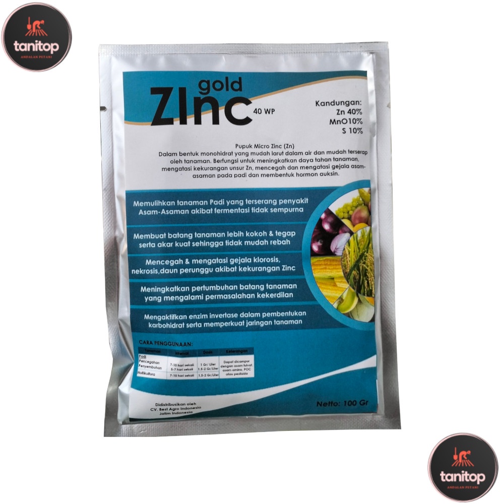 Jual Pupuk Zinc Zinc Gold 100 Gram Top Zink Pupuk Asem Asemen Padi ...