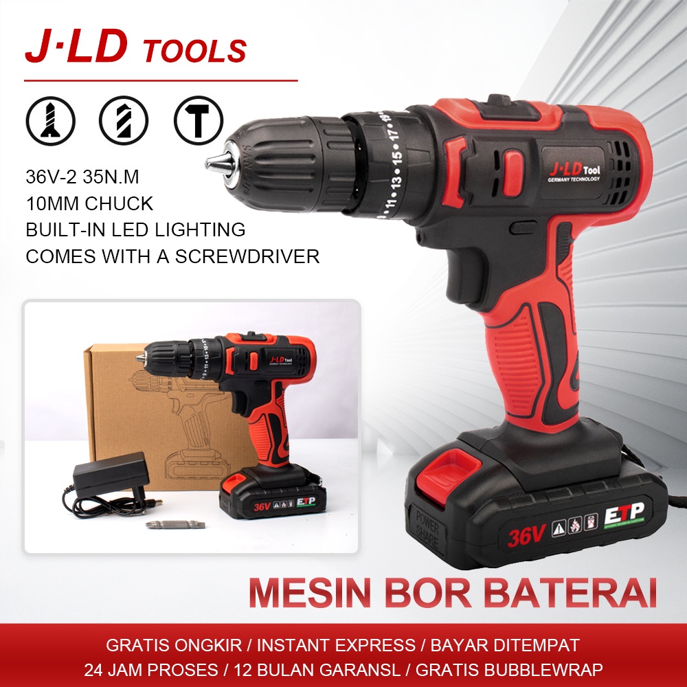 Jual JLD Mesin Bor Baterai Cas Komplit 36V Bor Batre Murah Lengkap ...