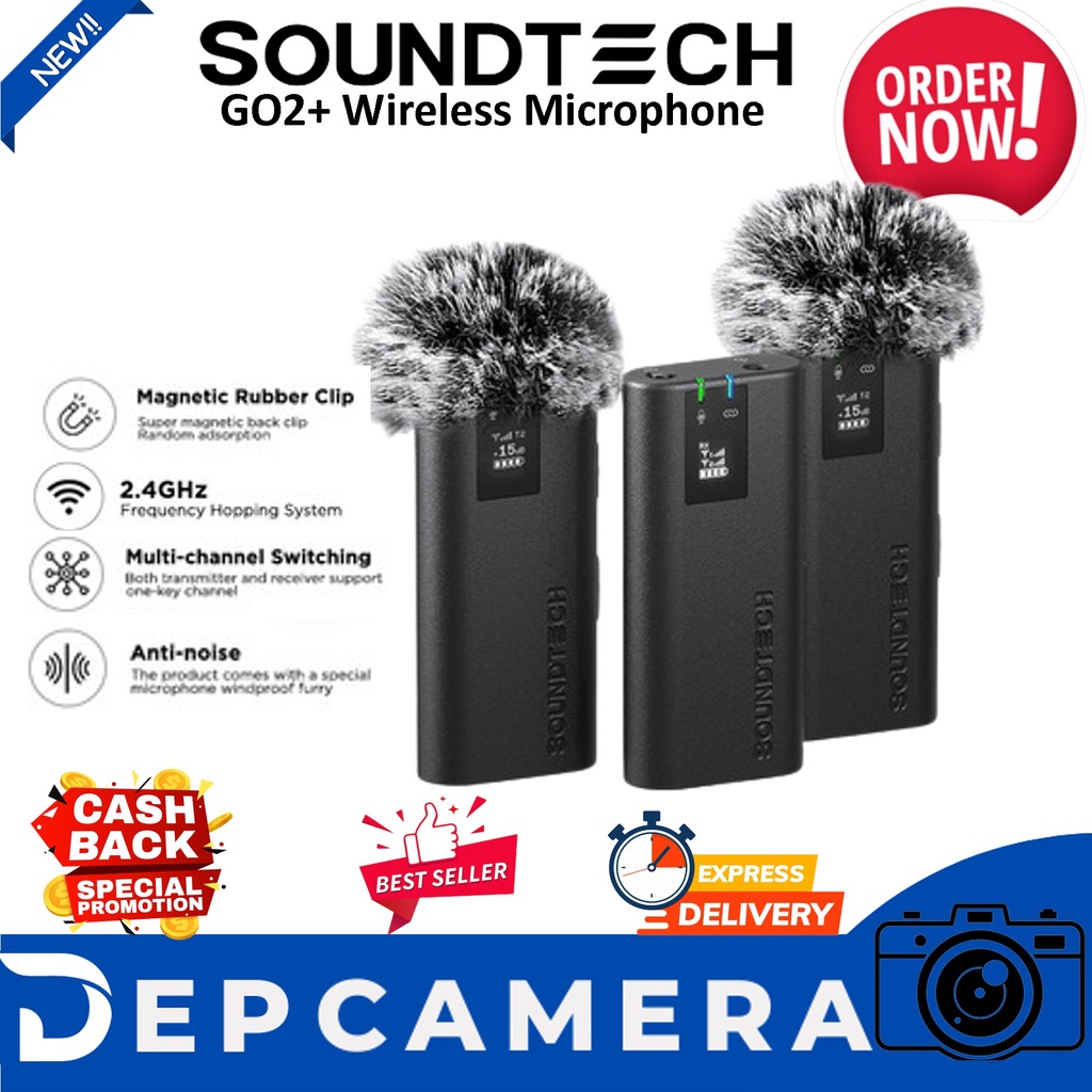 Jual SOUNDTECH GO2+ Wireless Microphone 2.4Ghz Dual-Channel Omni ...