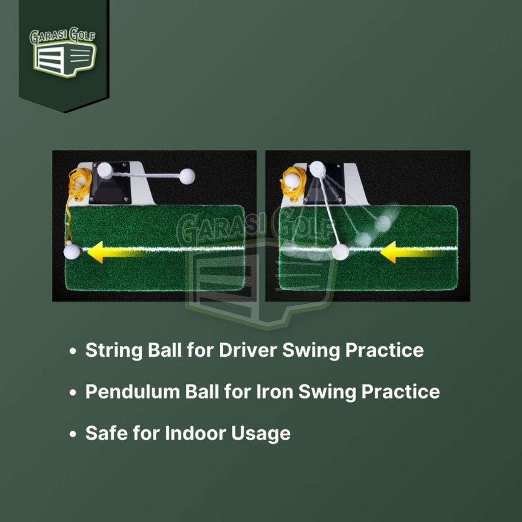 Jual Golf Swing Practice Mat with String Ball - Green Power Matras ...