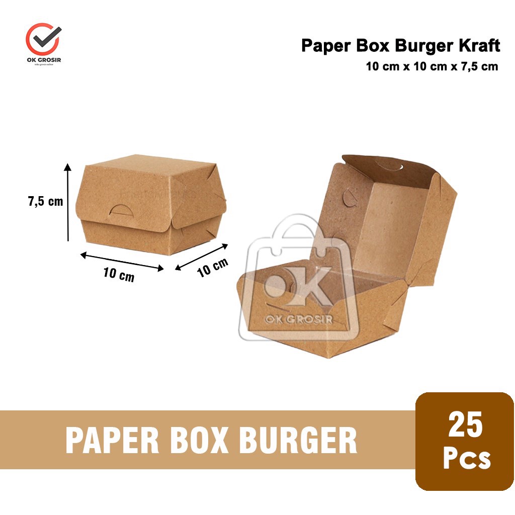 Jual Box Burger Kraft Dus Burger Kotak Kemasan Makanan 25 Pcs