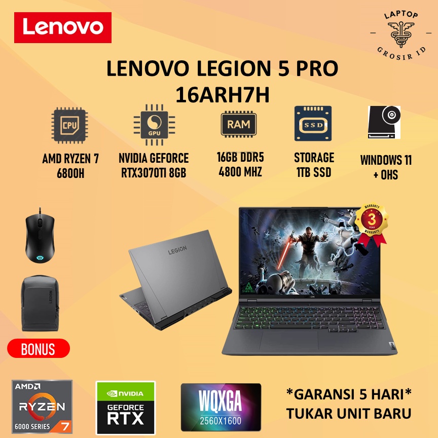 Jual Laptop Lenovo Legion Pro 16 RTX3070TI Ryzen 6800H 16GB